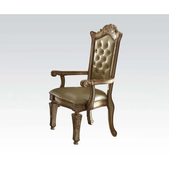 ACME Vendome Bone PU & Gold Patina Chair Model 63004