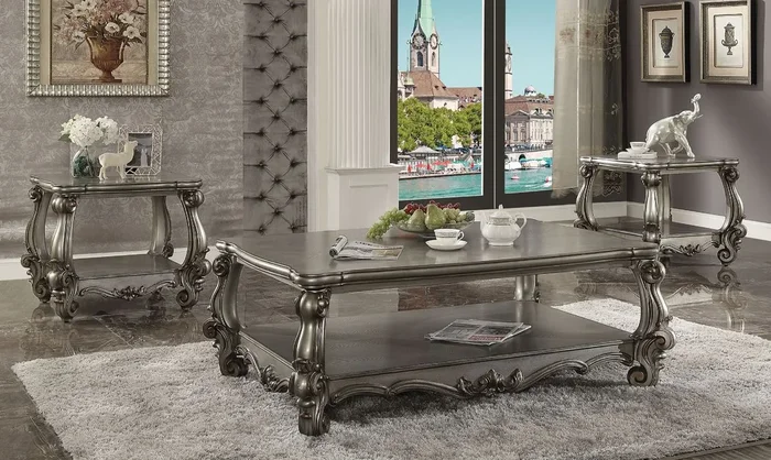 ACME Versailles Antique Platinum Coffee Table Model 86820