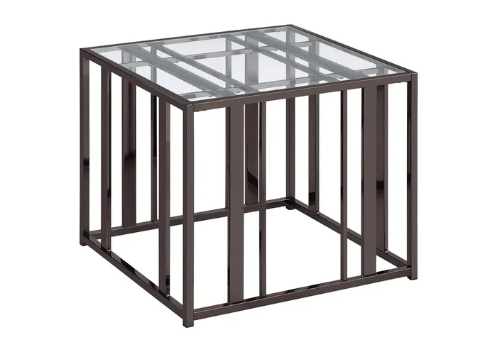 Adri Rectangular Glass Top Side End Table Black Nickel