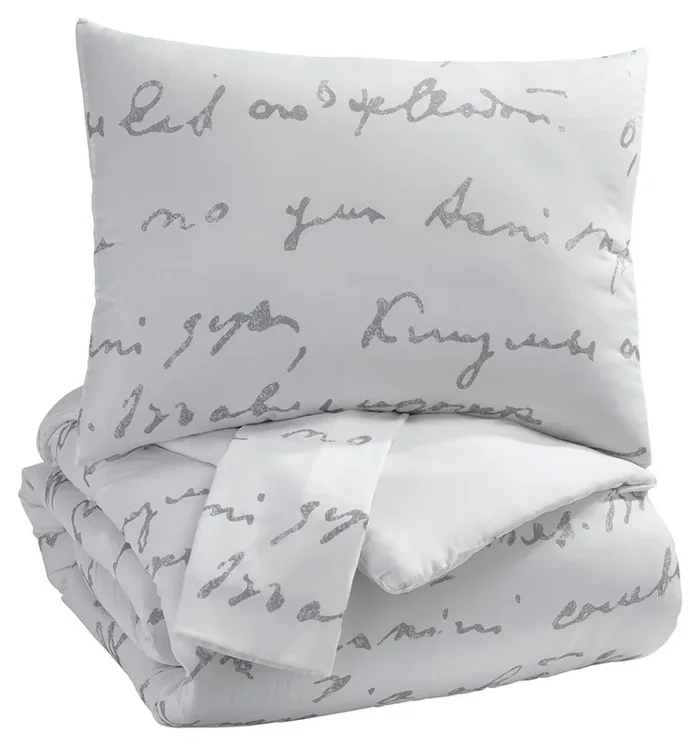 Adrianna – White/gray – Queen Comforter Set