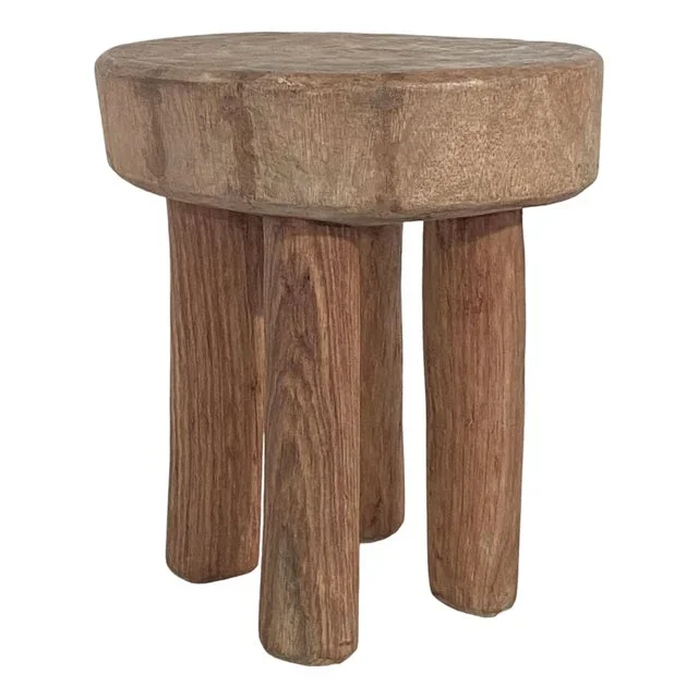 African Vintage Carved Wood Milk Stool Hehe Gogo People Tanzania 11.5″ H