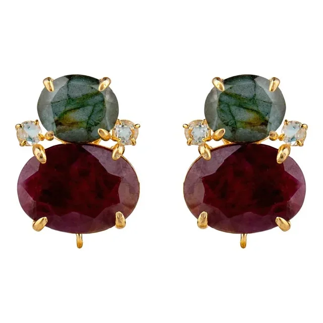 Agnes Studs, Dark Red, Clip On