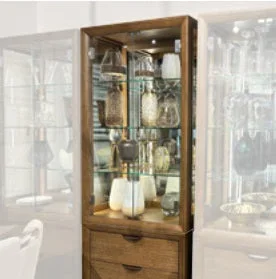 AICO Furniture Portrait Display Cabinet in Sienna Brown