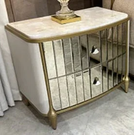 AICO Furniture Scotts Square Nightstand in Light Champagne