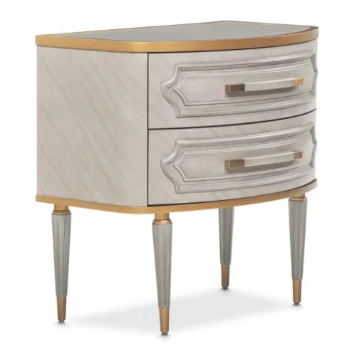 AICO Furniture St.Charles 2 Drawer Nightstand in Dove Gray