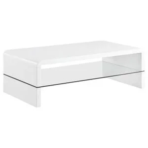 Airell Rectangular Coffee Table With Shelf White High Gloss