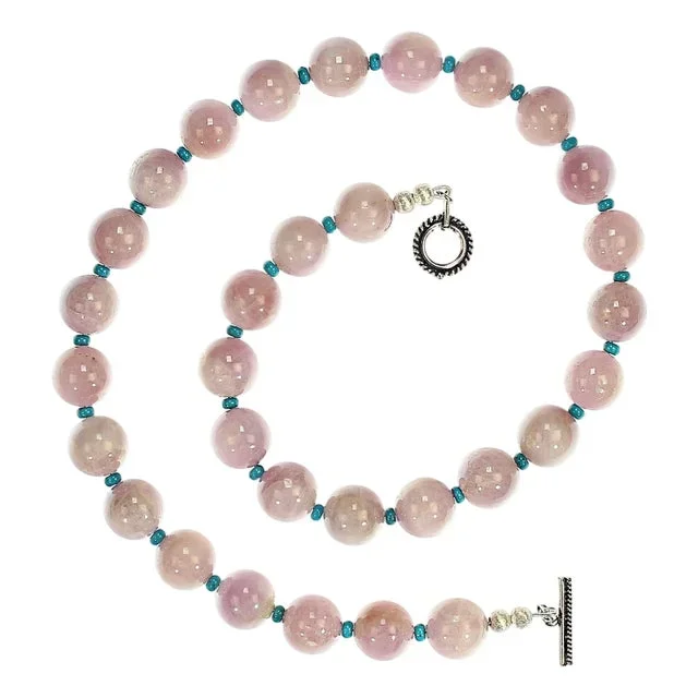 Ajd 22 Inch Lustrous Kunzite With Turquoisey Accents Necklace