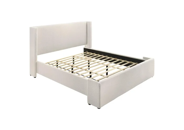 Alamosa Boucle Upholstered Eastern King Platform Bed White