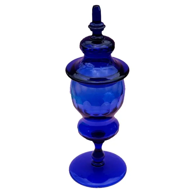 Albarelli Pharmacy Lidded Vase in Cobalt Blue Murano Blown Glass, Venice, Italy, 1950s