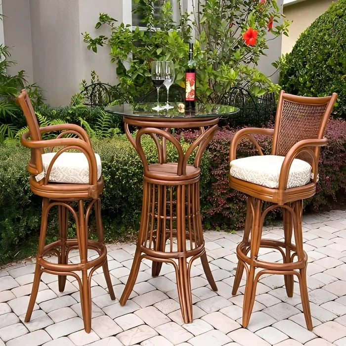 Alexander & Sheridan Singapore Rattan Indoor 3 Piece Pub Set