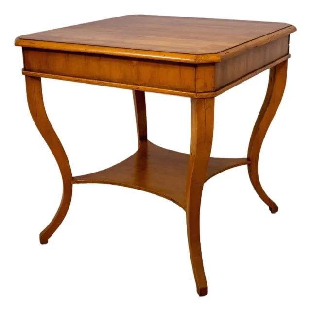 Alfonso Marina Yew Wood Square Neoclassical Lamp Table