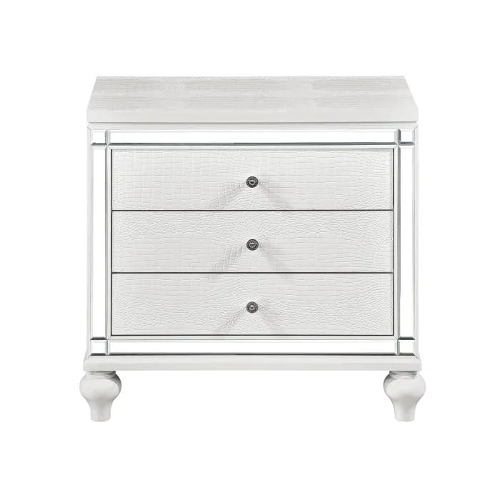 Alonza 3 Drawer Nightstand in White 1845-4