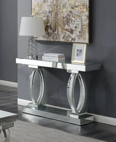 Amalia Mirrored Acrylic Entryway Sofa Console Table Silver / CS-722519