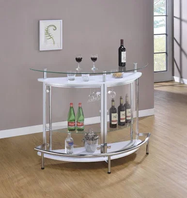 Amarillo Freestanding Glass Top Home Bar Wine Cabinet White / CS-101066