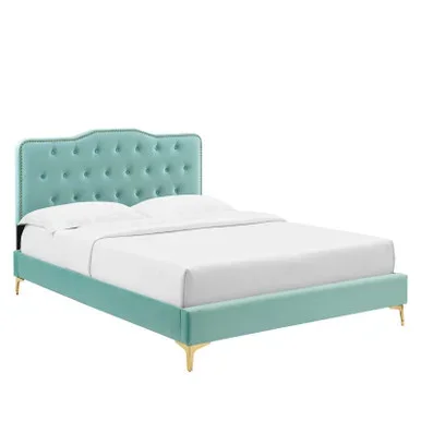 Amber Performance Velvet Queen Platform Bed / MOD-6775