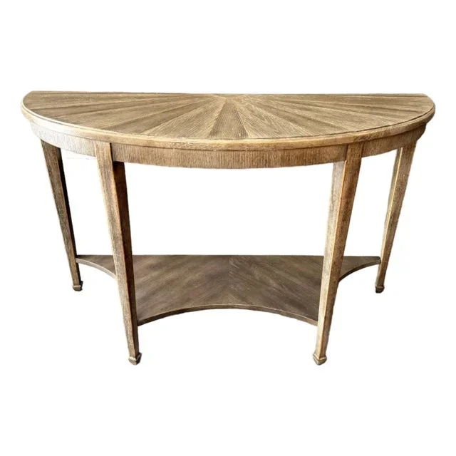 American Drew Maurice Demilune Console Table With Sunburst Top