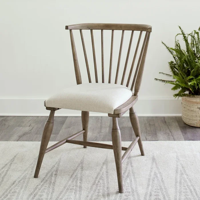 Americana Farmhouse – Upholstered Seat Windsor Chair (RTA) – Light Brown