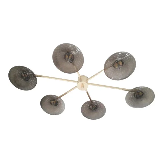 Angelo Natural Brass Smoky Bubbles Glass Flush Mount by Fabio Ltd
