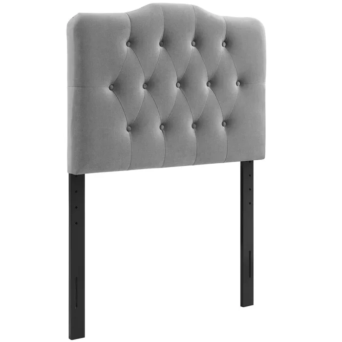 Annabel Twin Diamond Tufted Performance Velvet Headboard in Gray
