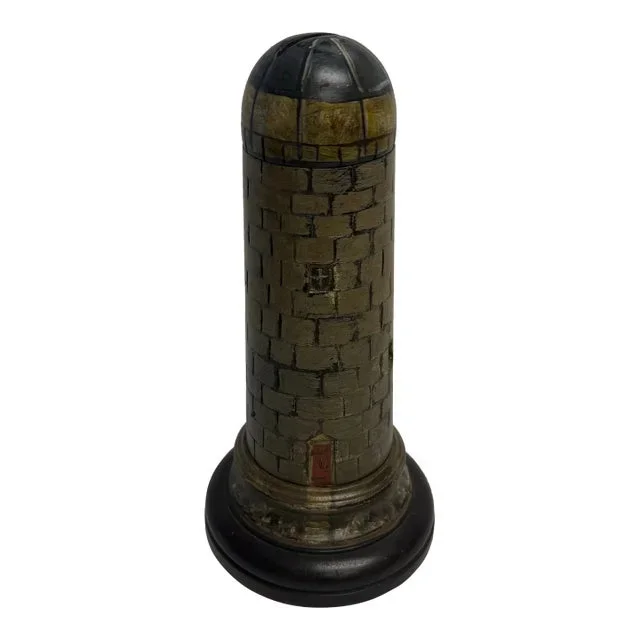 Antique 1920 English Painted Wooden Bank Lighthouse