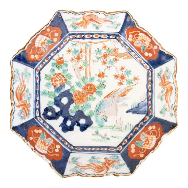Antique 19th Century Japanese Imari Octagonal Charger Plate
