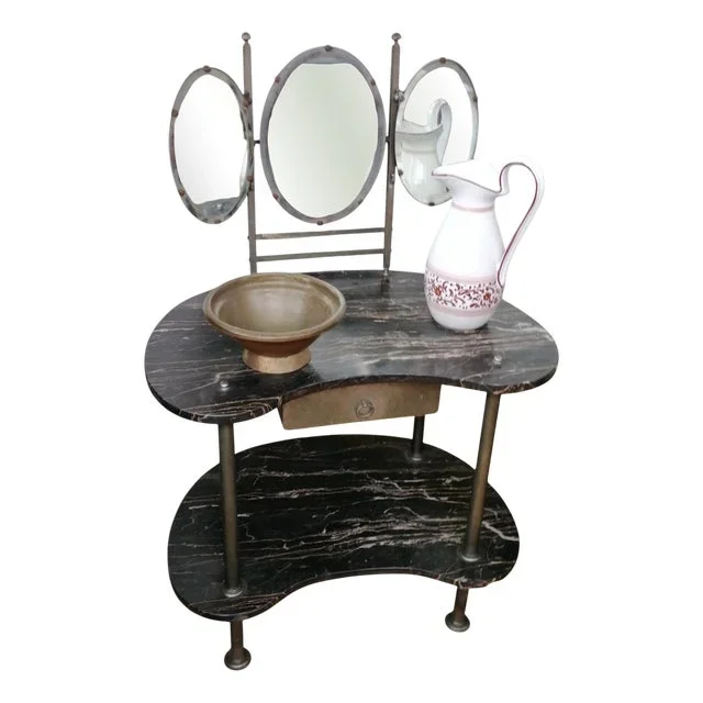 Antique Art Nouveau Dressing Table in Black Marble, 1890s