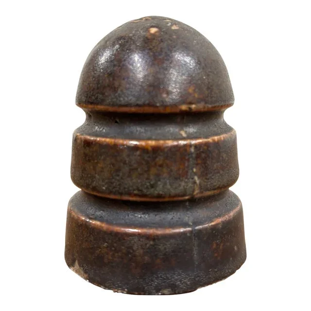 Antique Brown Ceramic Mushroom Cap Glazed Brown Insulator