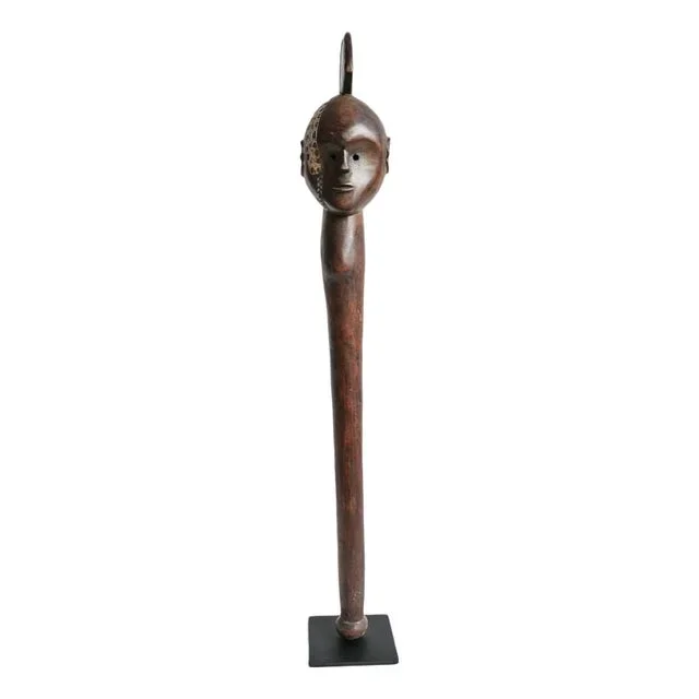 Antique Carved Tribal Club on Stand