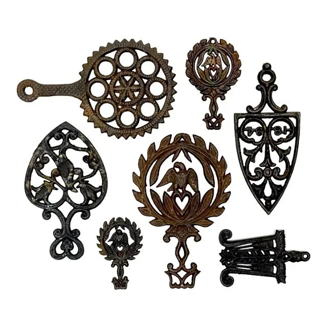Antique Cast Iron Trivet Curation – Group of 7