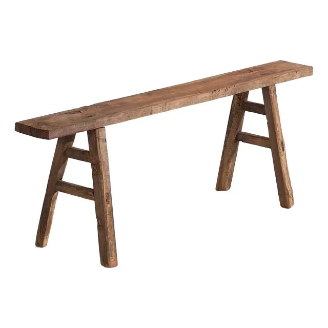Antique Elm Footboard Bench, 1870s
