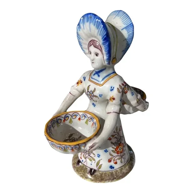 Antique Faience Salt and Pepper Server