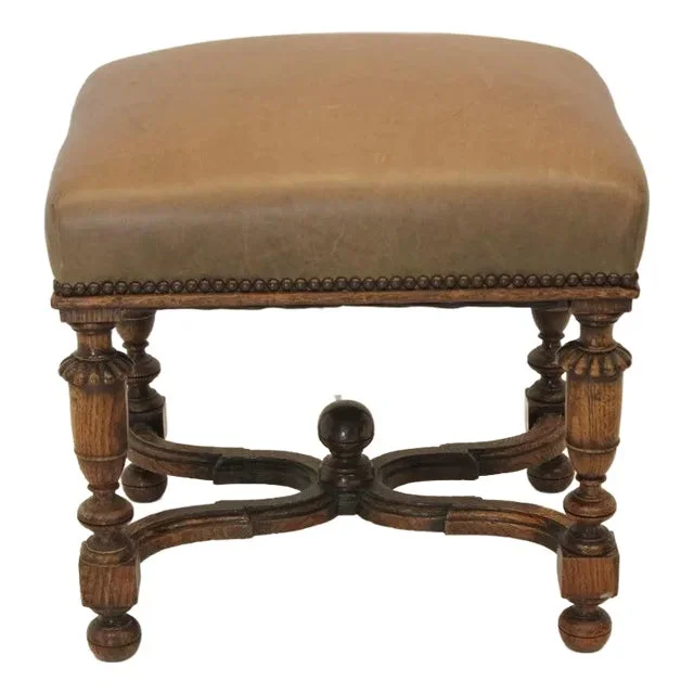 Antique Late 19th Century Heavily Carved Oak Louis Xiv Bench