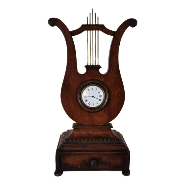 Antique Lyra Table Clock, 1800s