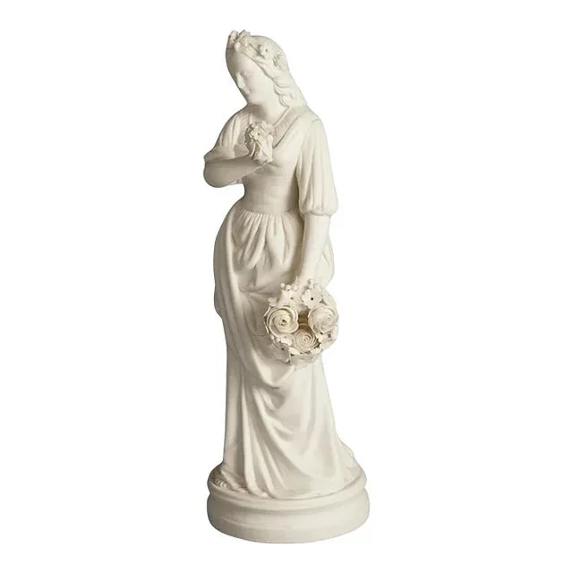 Antique Neoclassical Bisque Porcelain Figure of Classical Woman & Flowers C1850