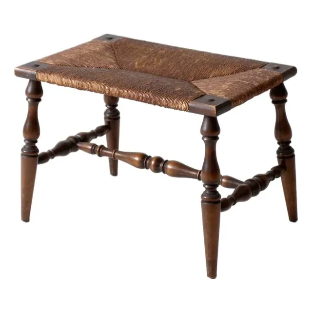 Antique Rush Seat Bench