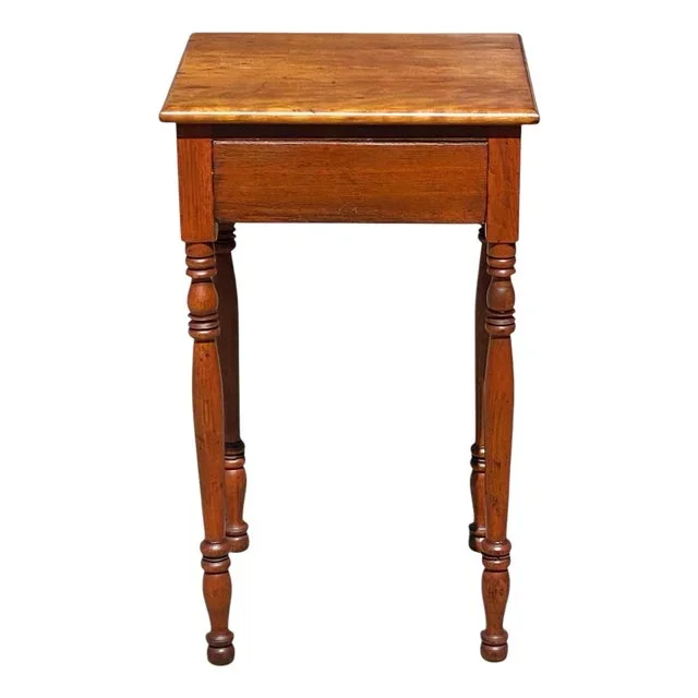 Antique Sheraton Cherry Work Table / Nightstand With Blank Drawer