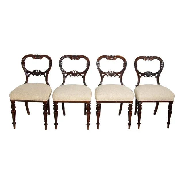 Antique Victorian Balloon Back Dining Chairs Set of 4