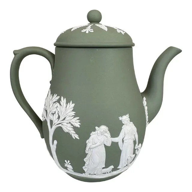Antique Wedgwood Jasperware Green Tea Pot