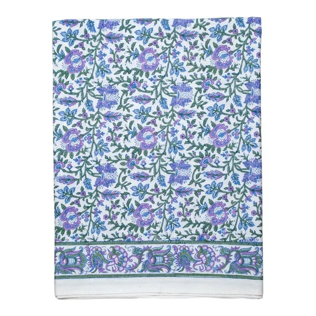 Aria Flat Sheet, Queen – Lavender & Blue