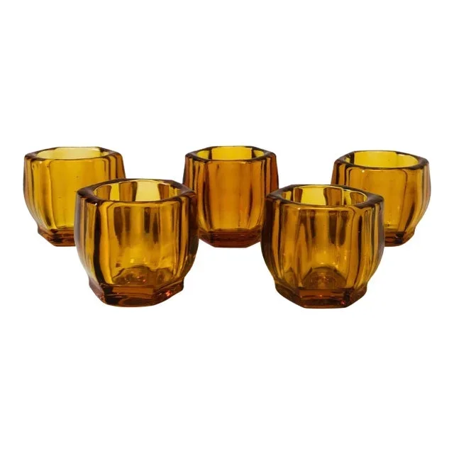 Art Deco Amber Cordials – Set of 5