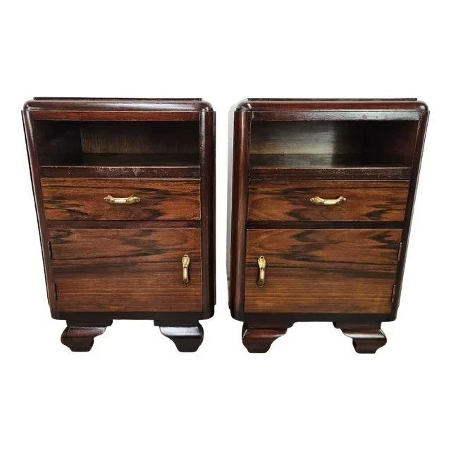 Art Deco Bedside Tables in Mahogany, 1940, Set of 2