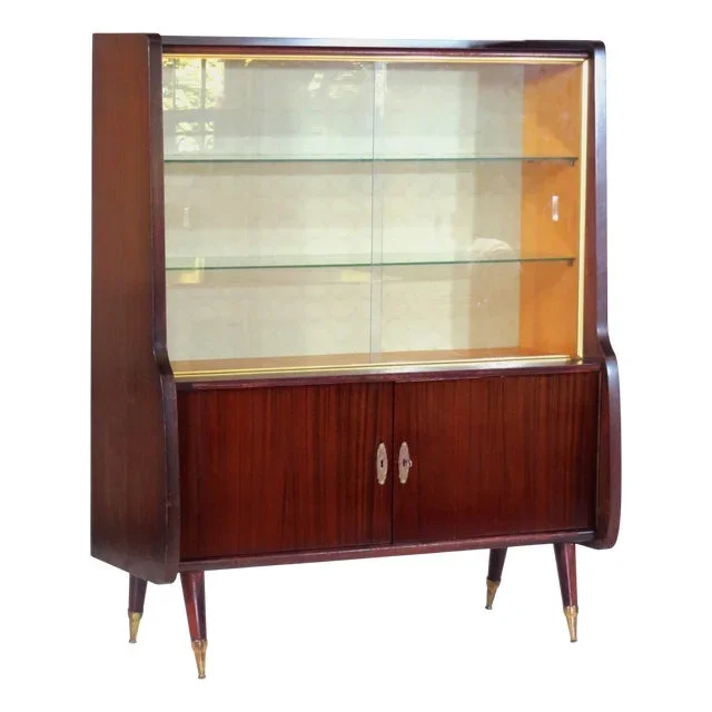 Art Deco Display Cabinet with Sliding Glass Doors, 1930s