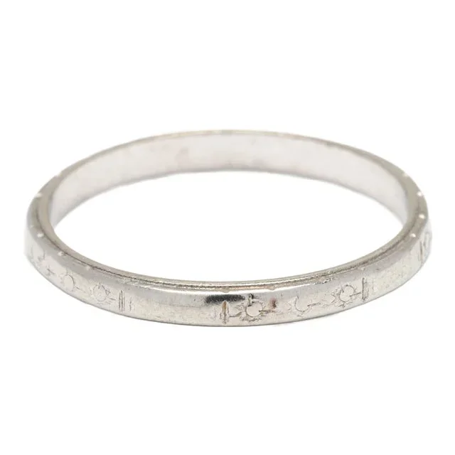 Art Deco Engraved Band Ring, 18k White Gold, Ring Size 6