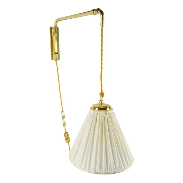 Art Deco Height Adjustable Brass Wall Lamp, 1920s