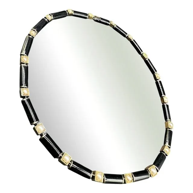 Art Deco Necklace in Enamel, Gold and Small Pearls, 1930s