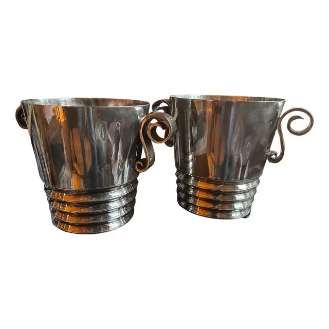 Art Deco Silver-Plated Champagne Coolers, France, 1920s, Set of 2