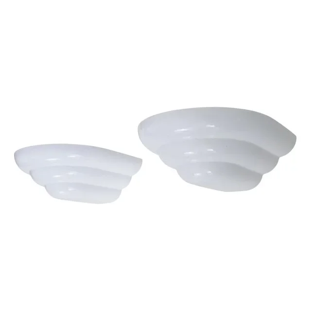 Art Deco Style Wall Lights in White Lacquered Metal, 1980s, Set of 2