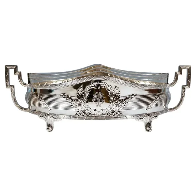 Art Nouveau Silver Jardiniere in Navette Form by Hermann Schrader, Germany, 1907