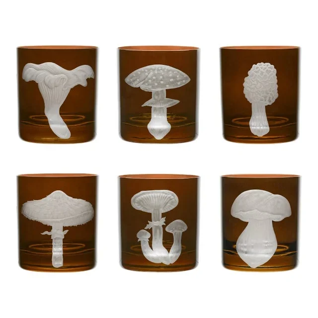 ARTEL Mushrooms Collection Double Old Fashioned Glass in Walnut – Set of 6