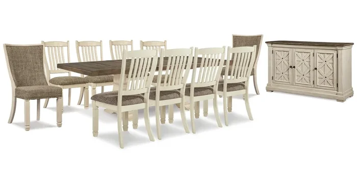 ASHLEY FURNITURE Bolanburg Dining Extension Table,10 Chairs and Server D647D35 | Home Haven Furnitur…